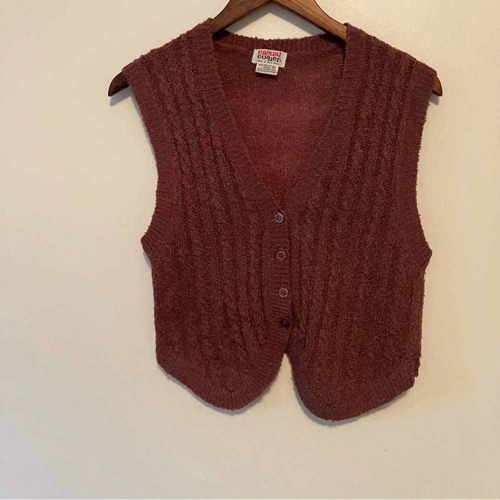 VTG Casual Corner Womens Cable Knit Vest Sz. M Lilac Purple Fairy Cottagecore - Picture 6 of 7